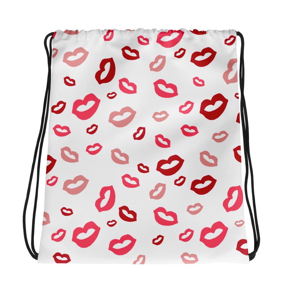 Kiss pattern reds and pinks Drawstring bag