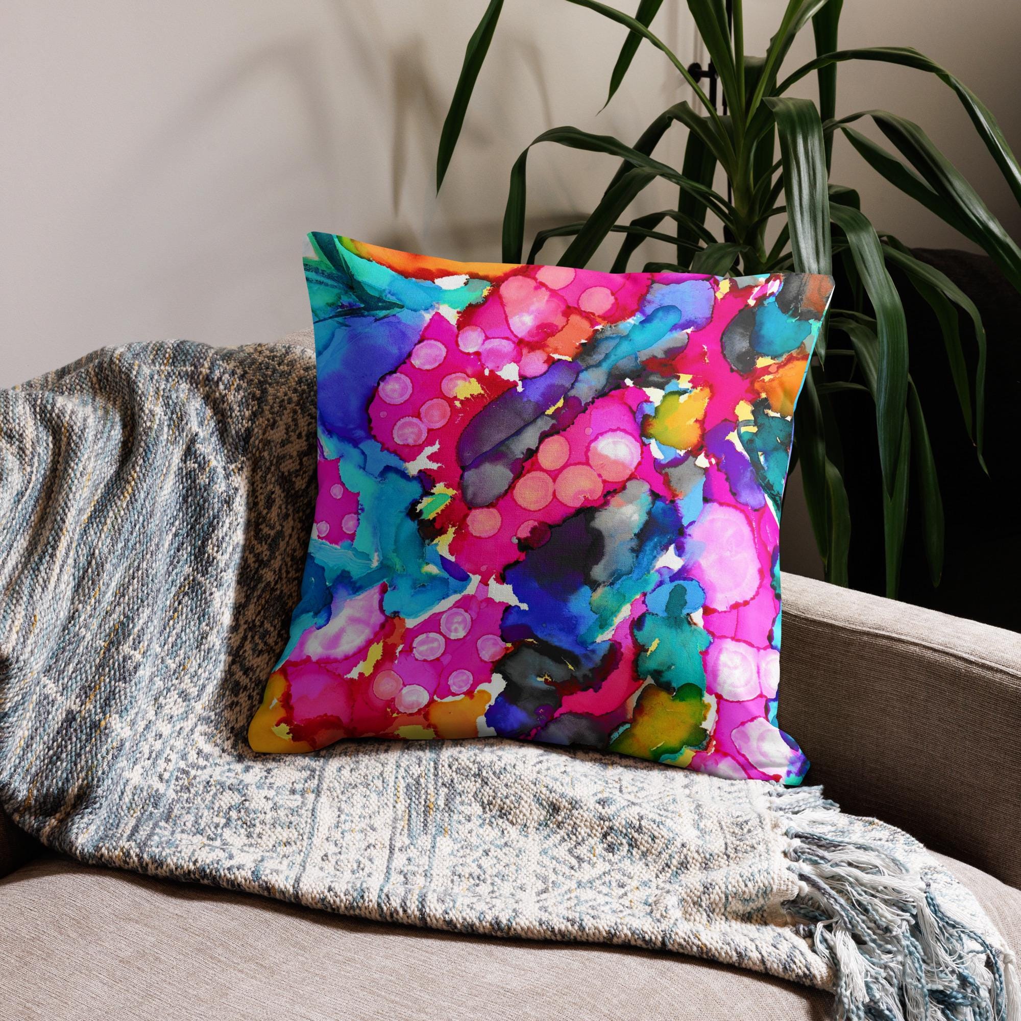 Octopus Abstract Premium Pillow – Coastal Nautical Decor, Sea Life Throw Cushion, Ocean-Inspired Art, Personalized Beach House Accent