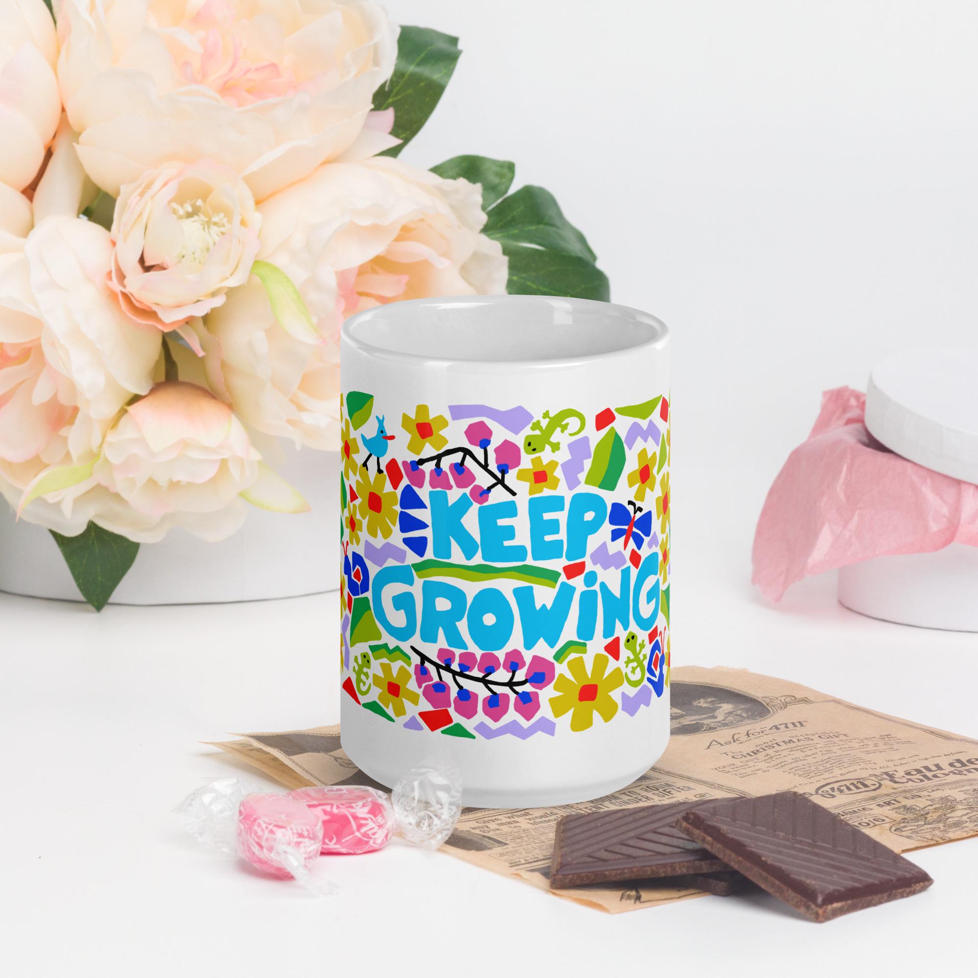 Keep Growing White glossy mug