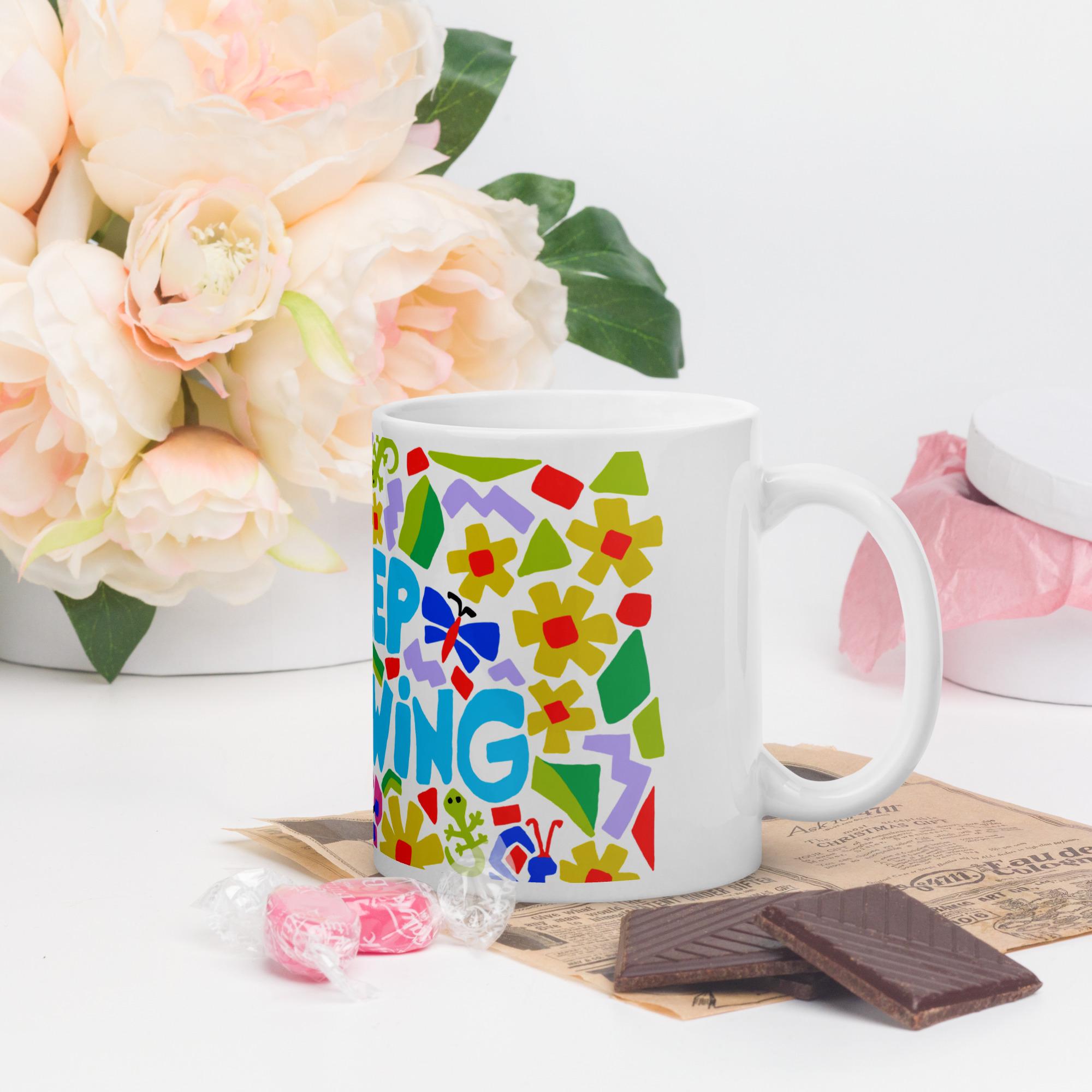 Keep Growing White glossy mug
