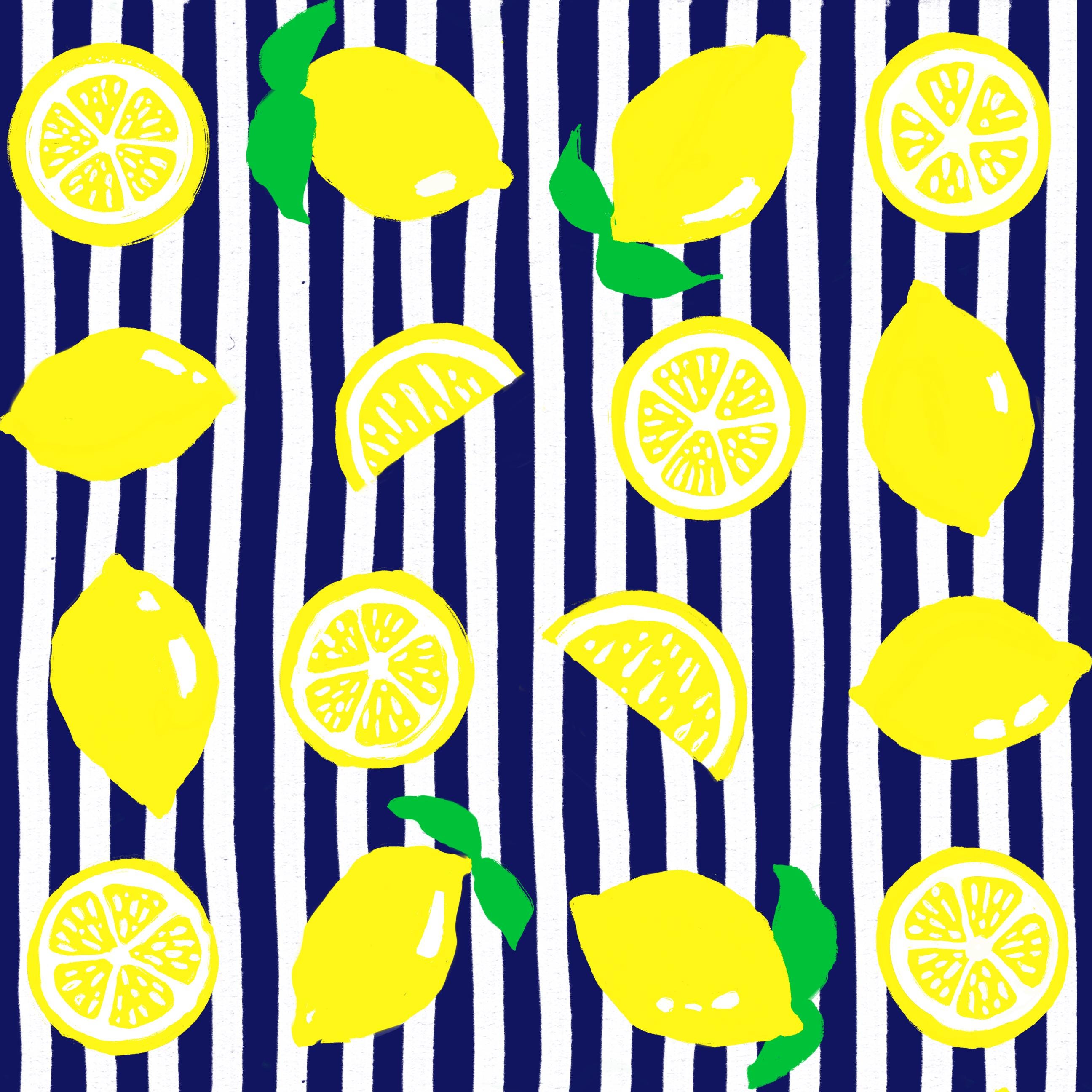 Amalfi Lemon Striped Memory Foam Pillow – Coastal Summer Accent, Blue & White Stripes, Zesty Citrus Home Decor 24 x 17