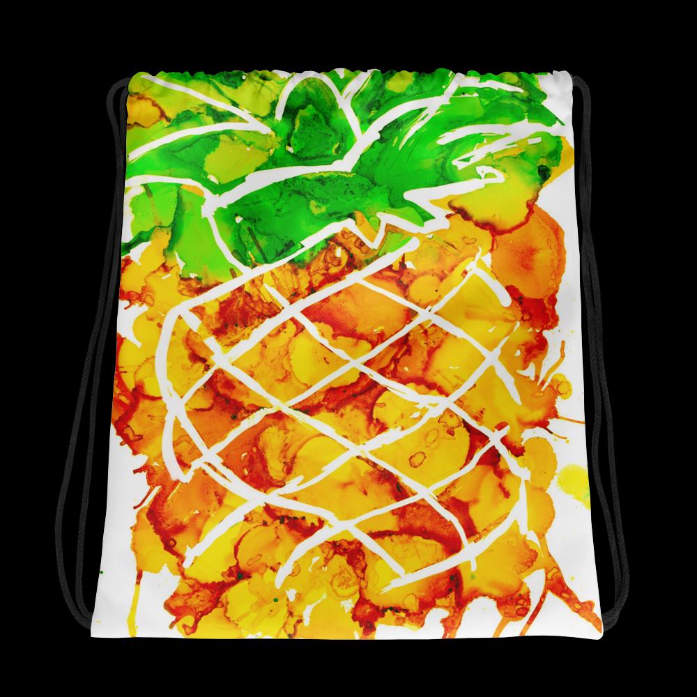 Custom Pineapple Drawstring Bag – Personalized Tropical Cinch Sack, Lightweight Gym Bag, Beach Tote, Fruit Print Backpack Gift