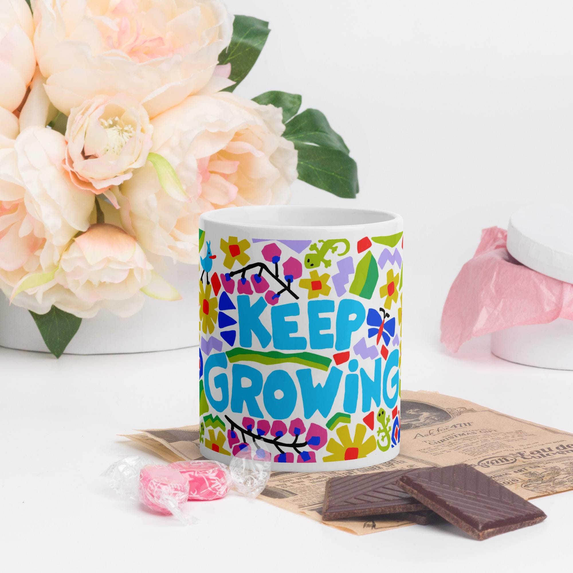 Keep Growing White glossy mug