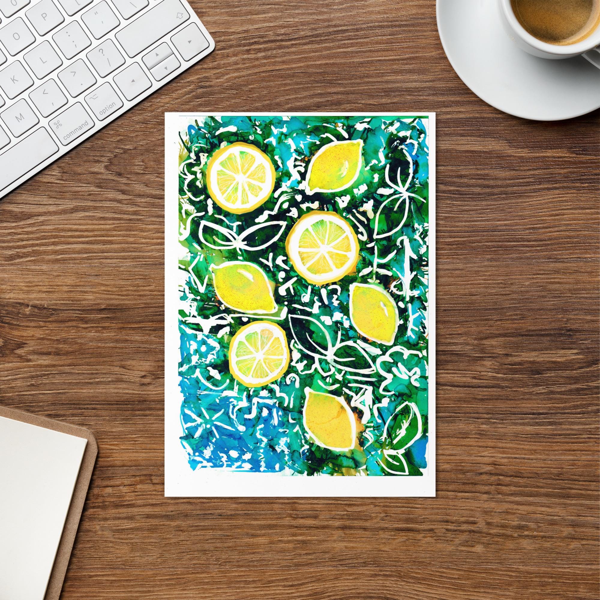 Italian Lemons Greeting Card – Amalfi Coast Citrus Watercolor – Blank Inside – Mediterranean Stationery – 5x7 Card