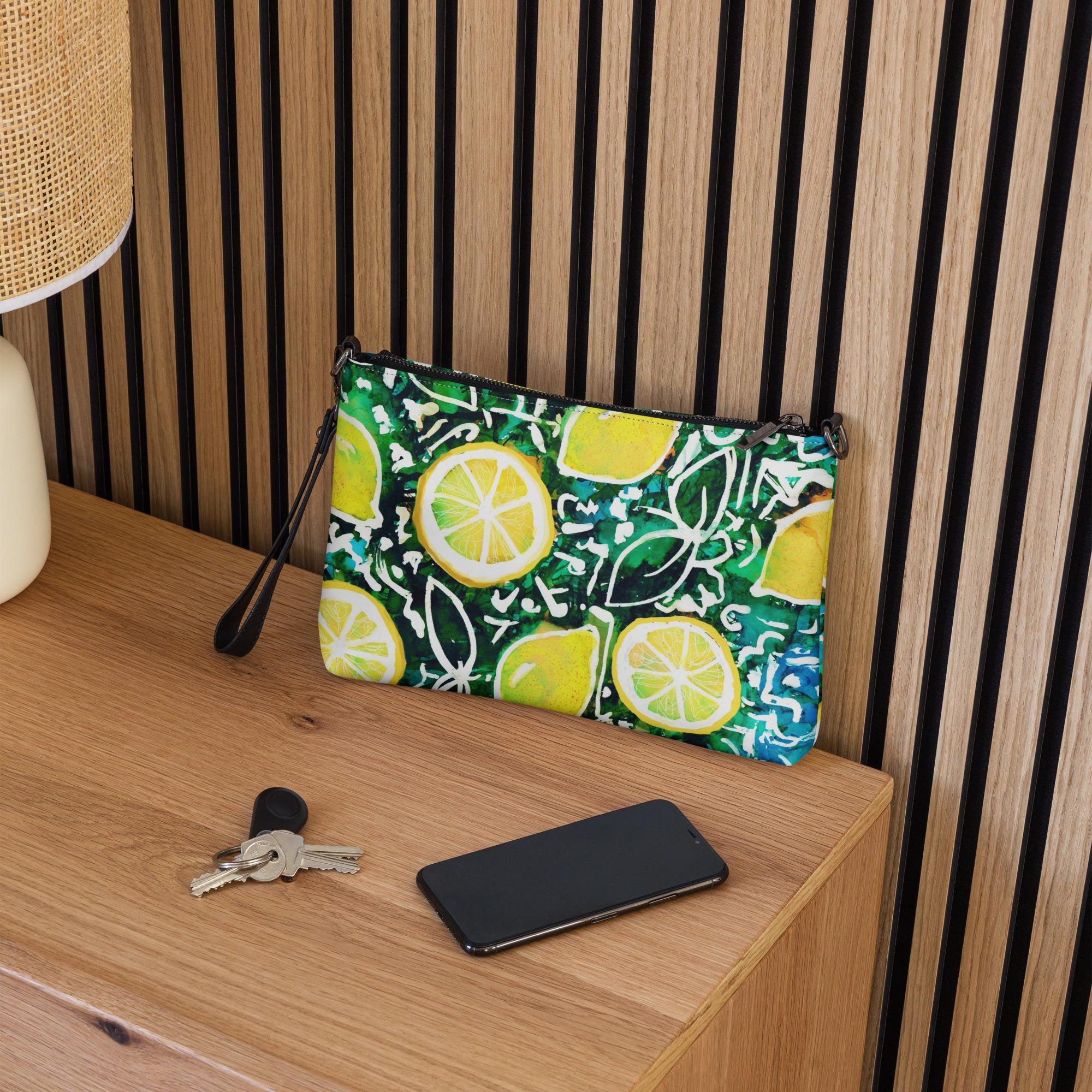Italian-Inspired Lemon Crossbody Bag – Faux Leather, Adjustable Strap, Amalfi Coast Style, Amalficore, Tutti Fruiti, Tropical Getaway