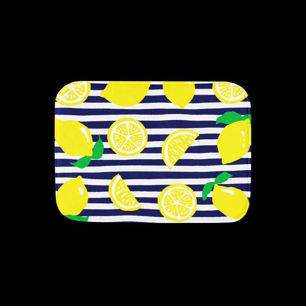 Amalfi Lemon Striped Memory Foam Pillow – Coastal Summer Accent, Blue & White Stripes, Zesty Citrus Home Decor 24 x 17
