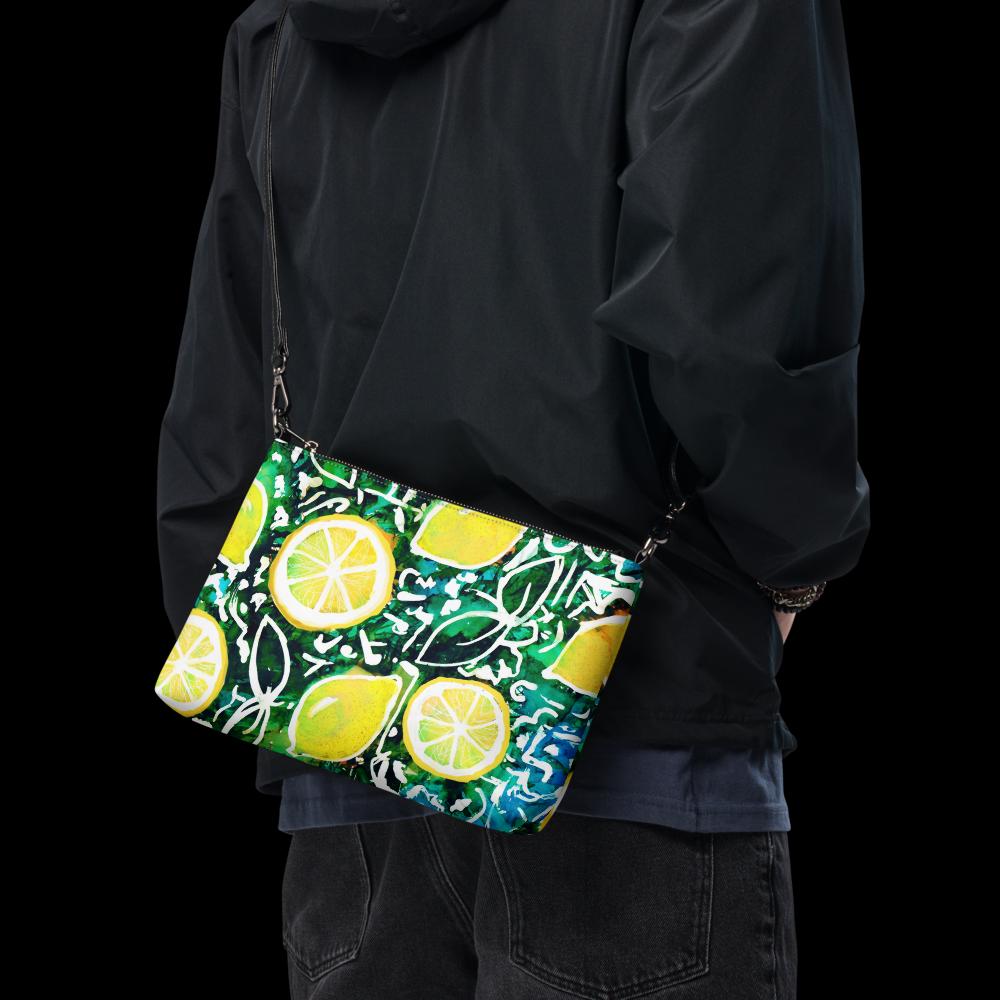 Italian-Inspired Lemon Crossbody Bag – Faux Leather, Adjustable Strap, Amalfi Coast Style, Amalficore, Tutti Fruiti, Tropical Getaway