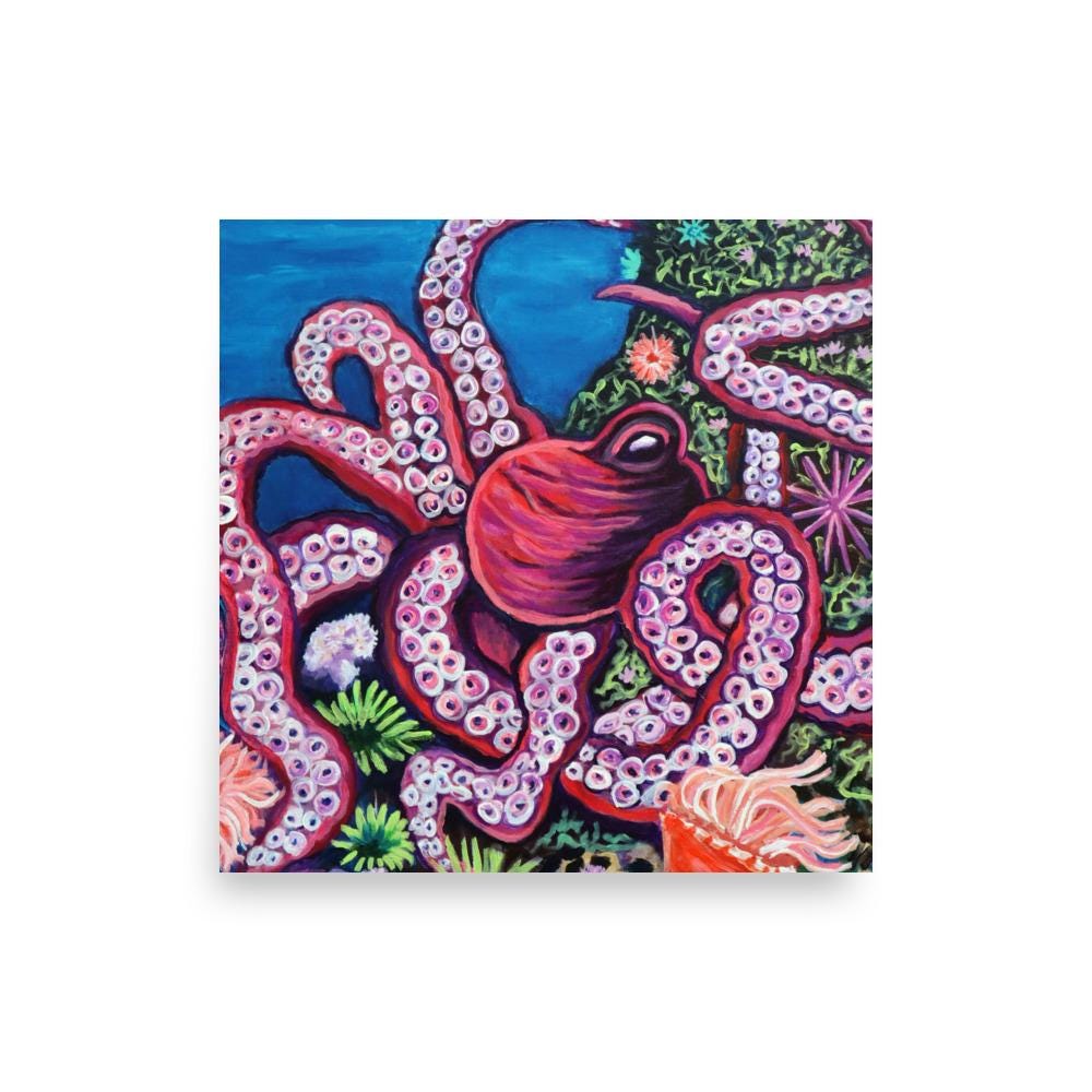 Octopus Wall Art Print – Ocean-Inspired Tentacle Illustration – Nautical Home Decor – Gift for Marine Life Enthusiasts