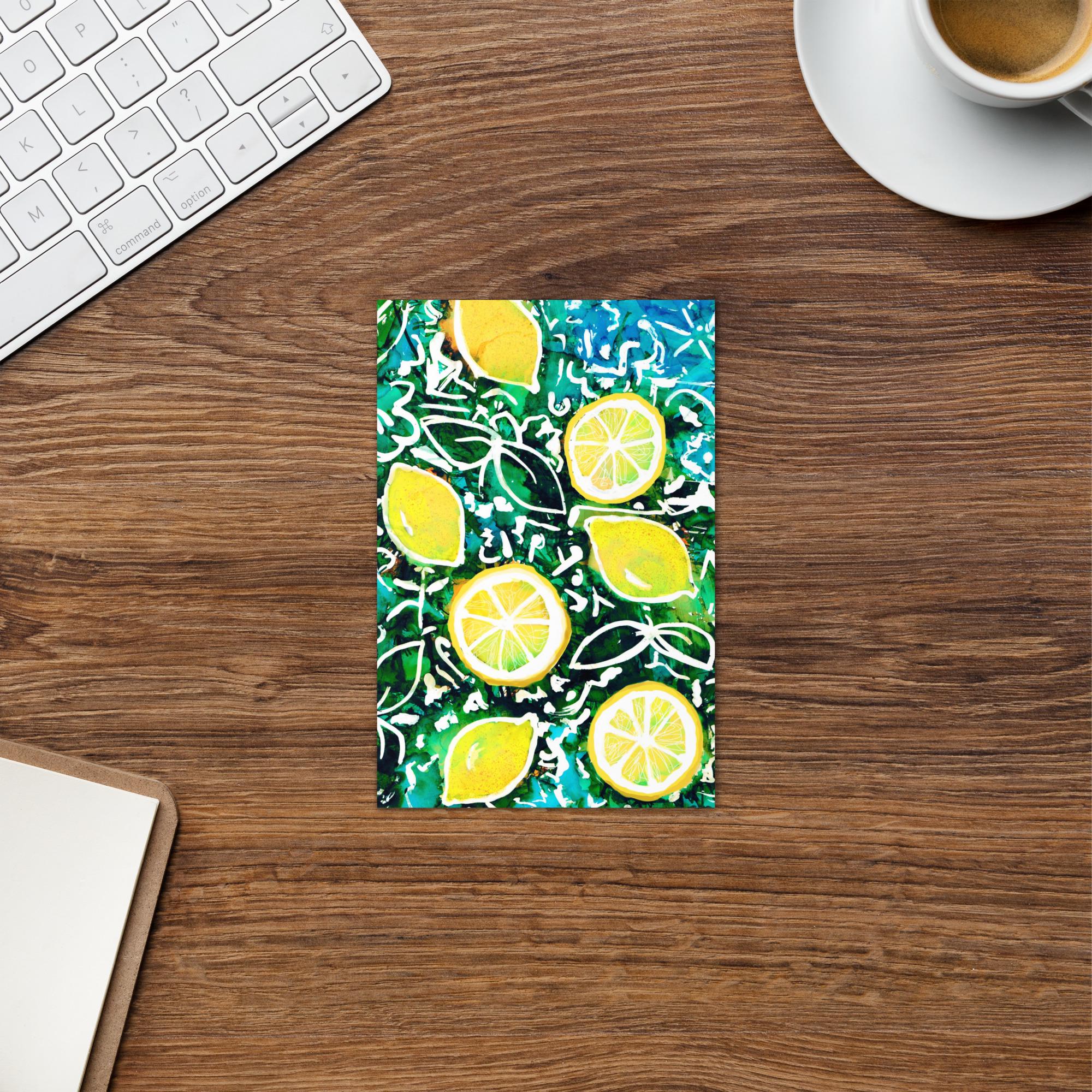 Italian Lemons Greeting Card – Amalfi Coast Citrus Watercolor – Blank Inside – Mediterranean Stationery – 5x7 Card
