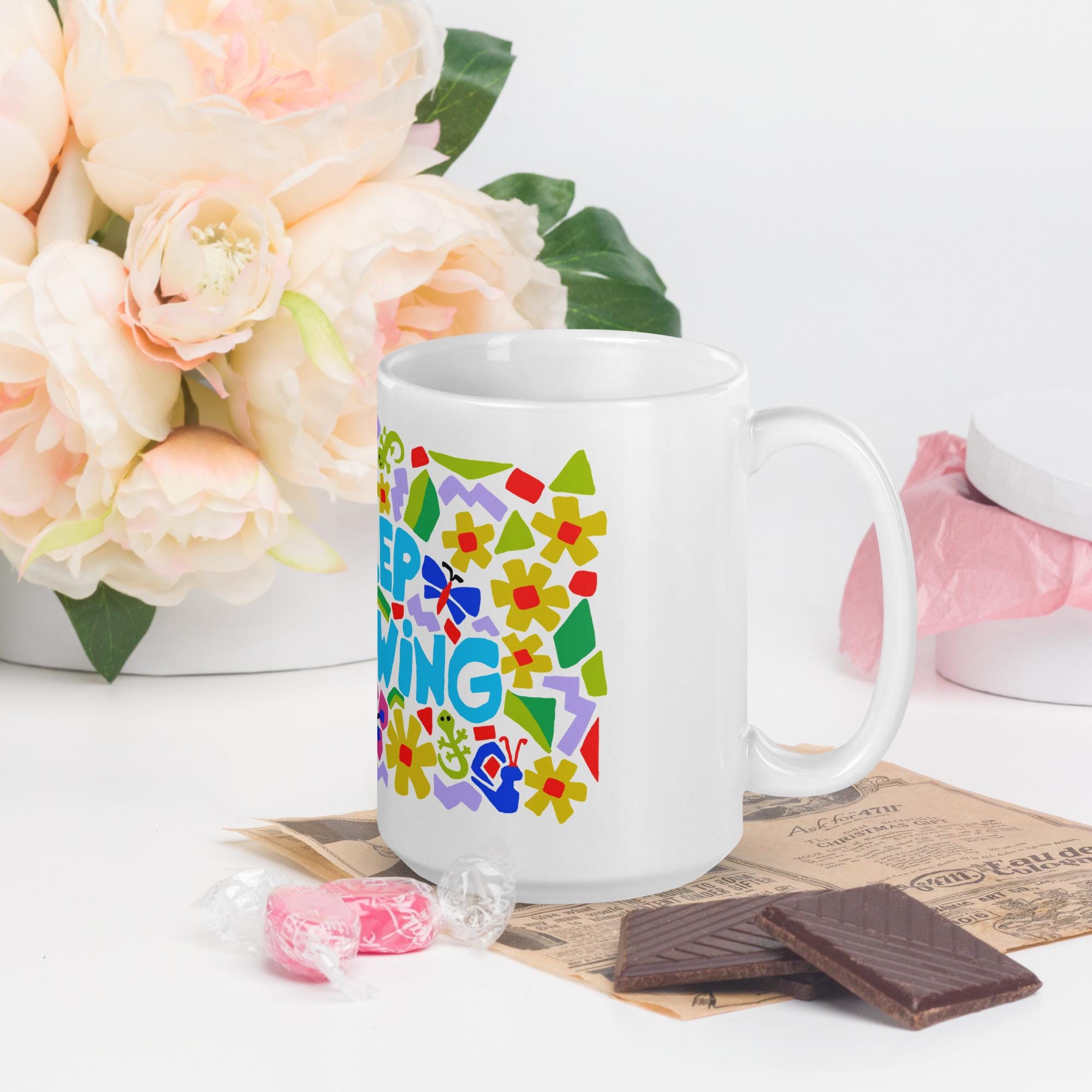 Keep Growing White glossy mug