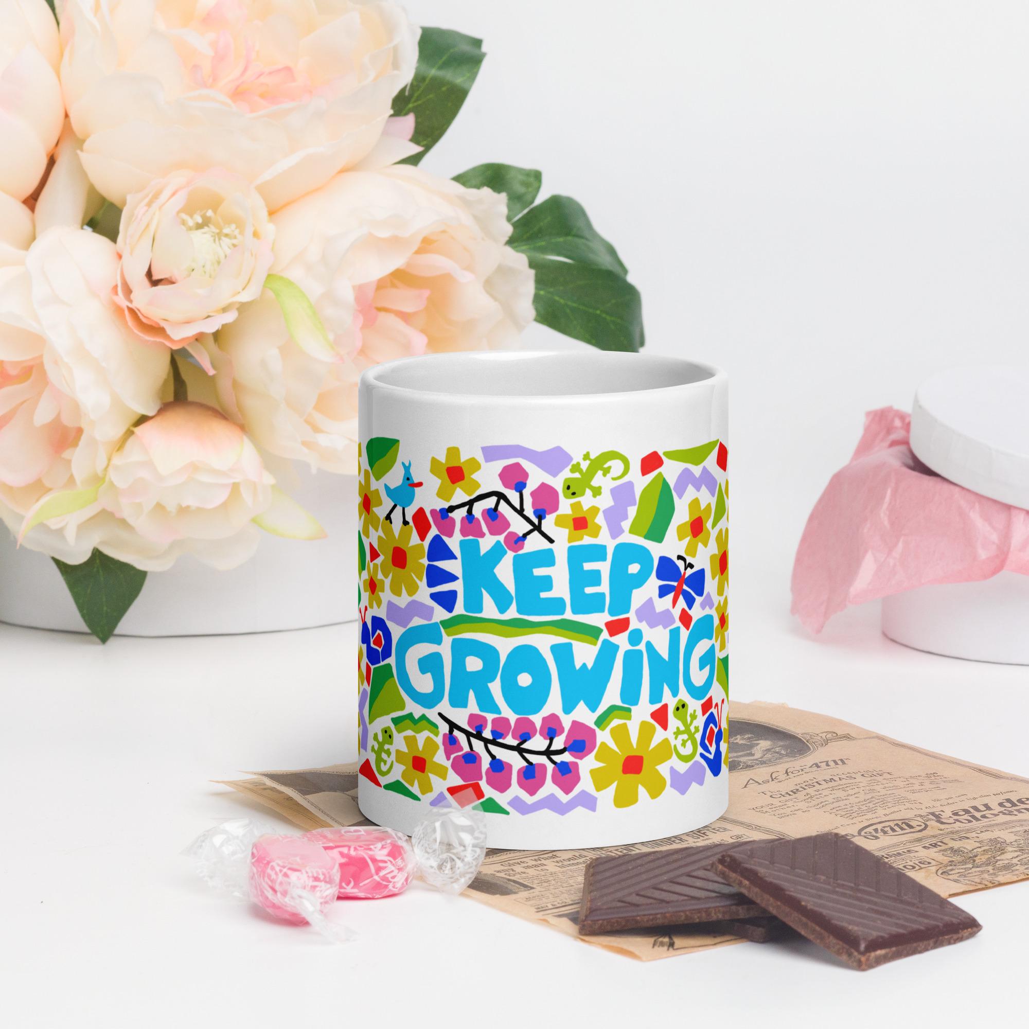 Keep Growing White glossy mug