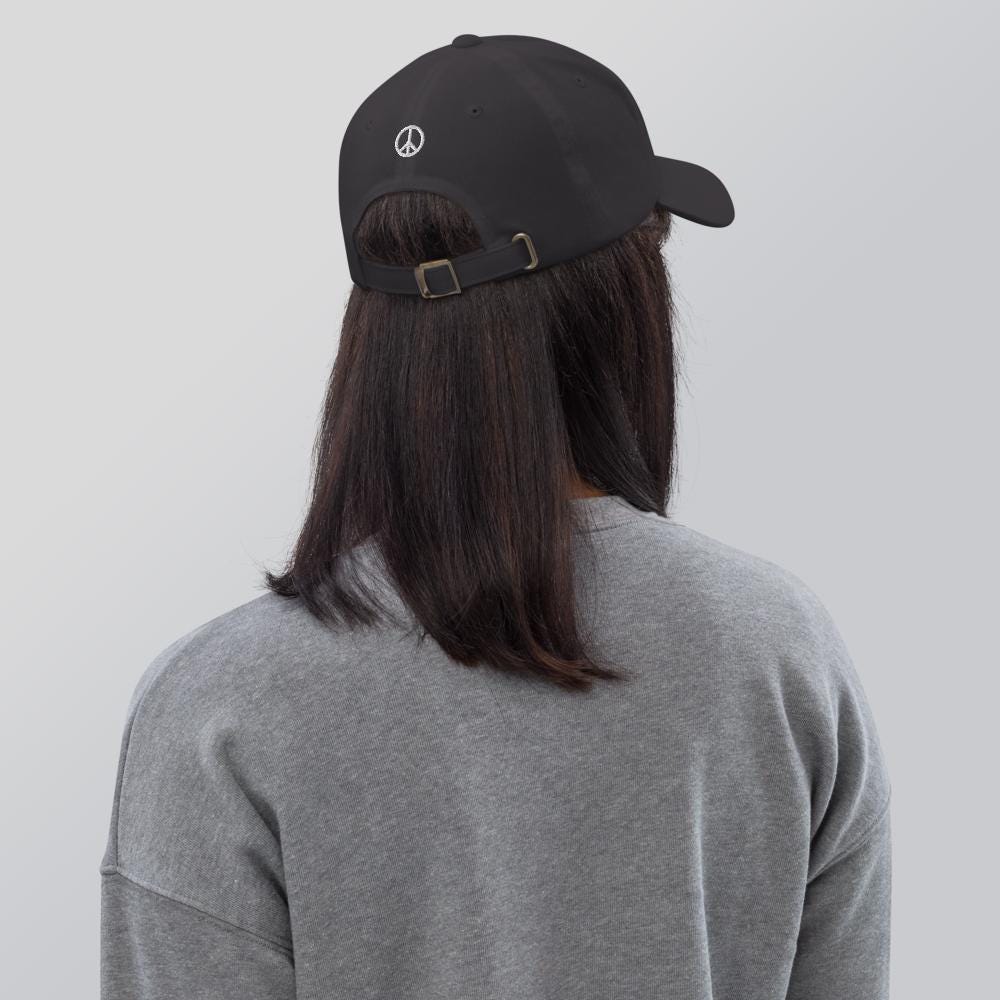 Humanity Embroidered Hat – Unity, Peace sign Message Cap, Minimalist Statement Hat, Adjustable Unisex Gift, Compassion & Inclusion Apparel.