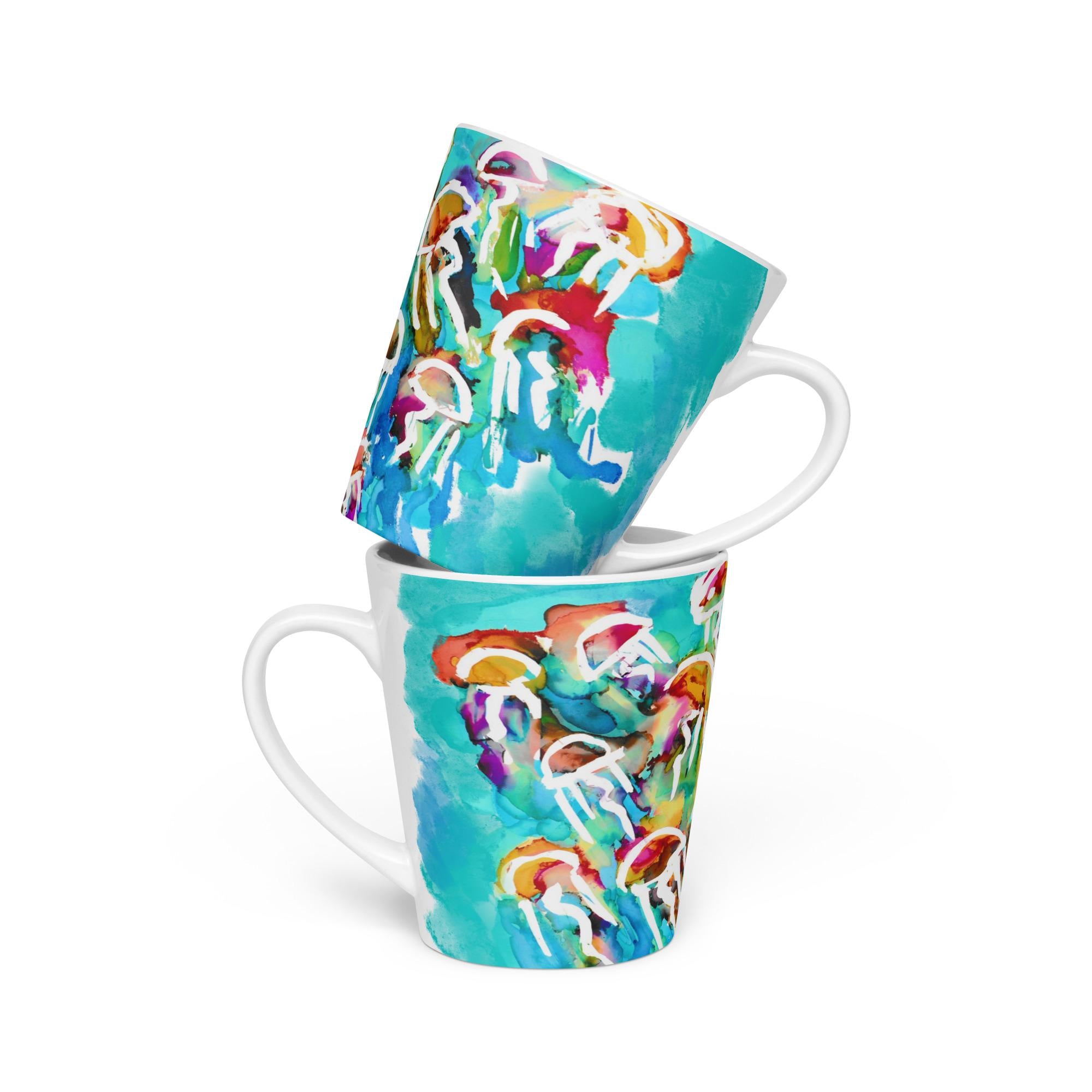 Colorful Jellyfish Latte Mug – Tropical Ocean Drinkware – Sea Life Coffee Cup – Gift for Dad or Ocean Lover
