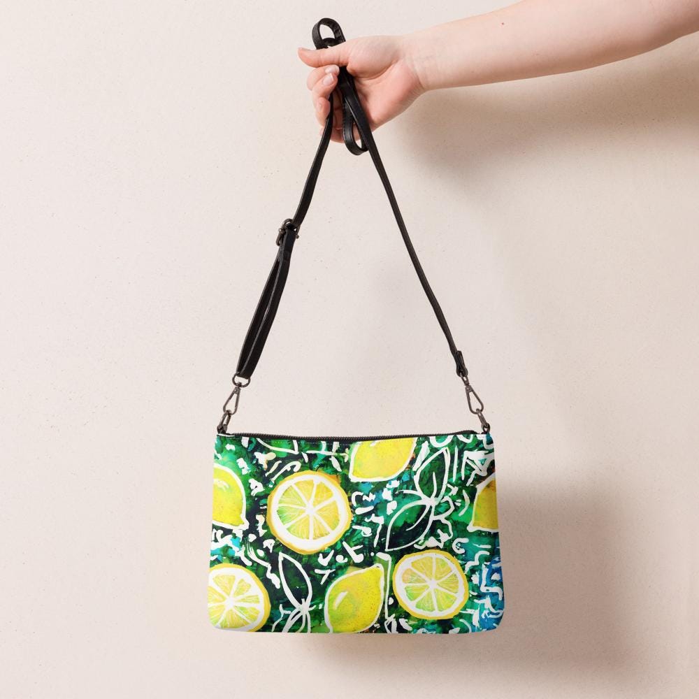 Italian-Inspired Lemon Crossbody Bag – Faux Leather, Adjustable Strap, Amalfi Coast Style, Amalficore, Tutti Fruiti, Tropical Getaway