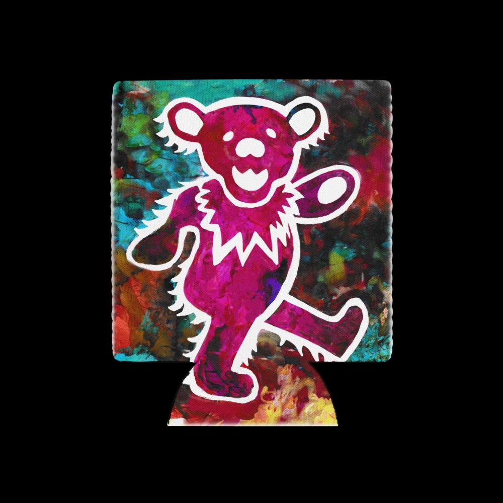 Grateful Dead Dancing Bear Can Cooler – Jerry Garcia Birthday Gift – Retro Music Fan Drink Sleeve – Deadhead Party Favor