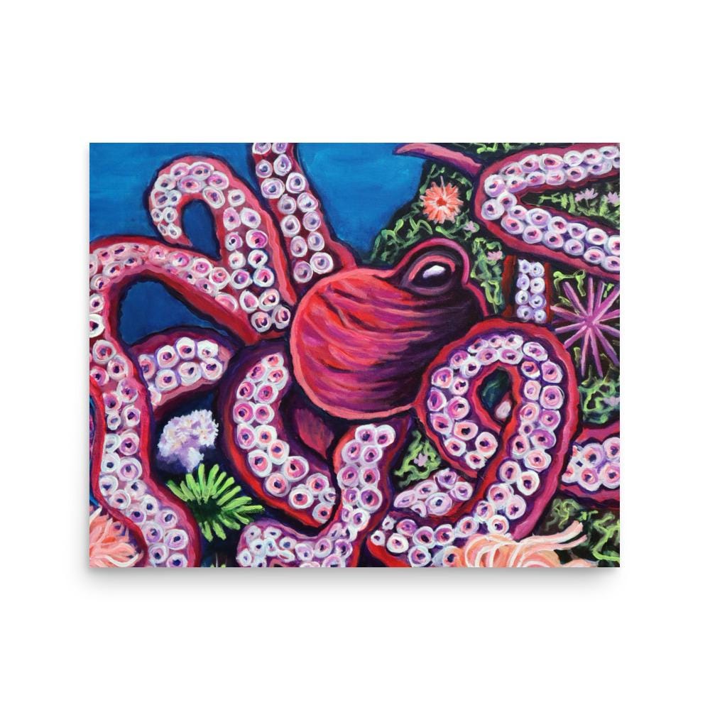 Octopus Wall Art Print – Ocean-Inspired Tentacle Illustration – Nautical Home Decor – Gift for Marine Life Enthusiasts