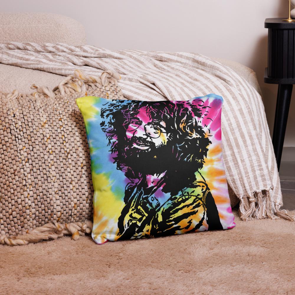 Jerry Garcia Throw Pillow – Psychedelic Home Decor for Deadheads – Boho Hippie Art Cushion – Grateful Vibes Accent Pillow