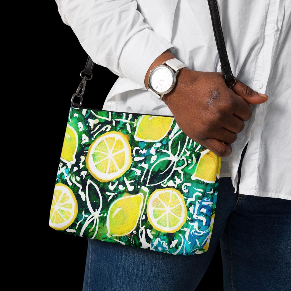 Italian-Inspired Lemon Crossbody Bag – Faux Leather, Adjustable Strap, Amalfi Coast Style, Amalficore, Tutti Fruiti, Tropical Getaway