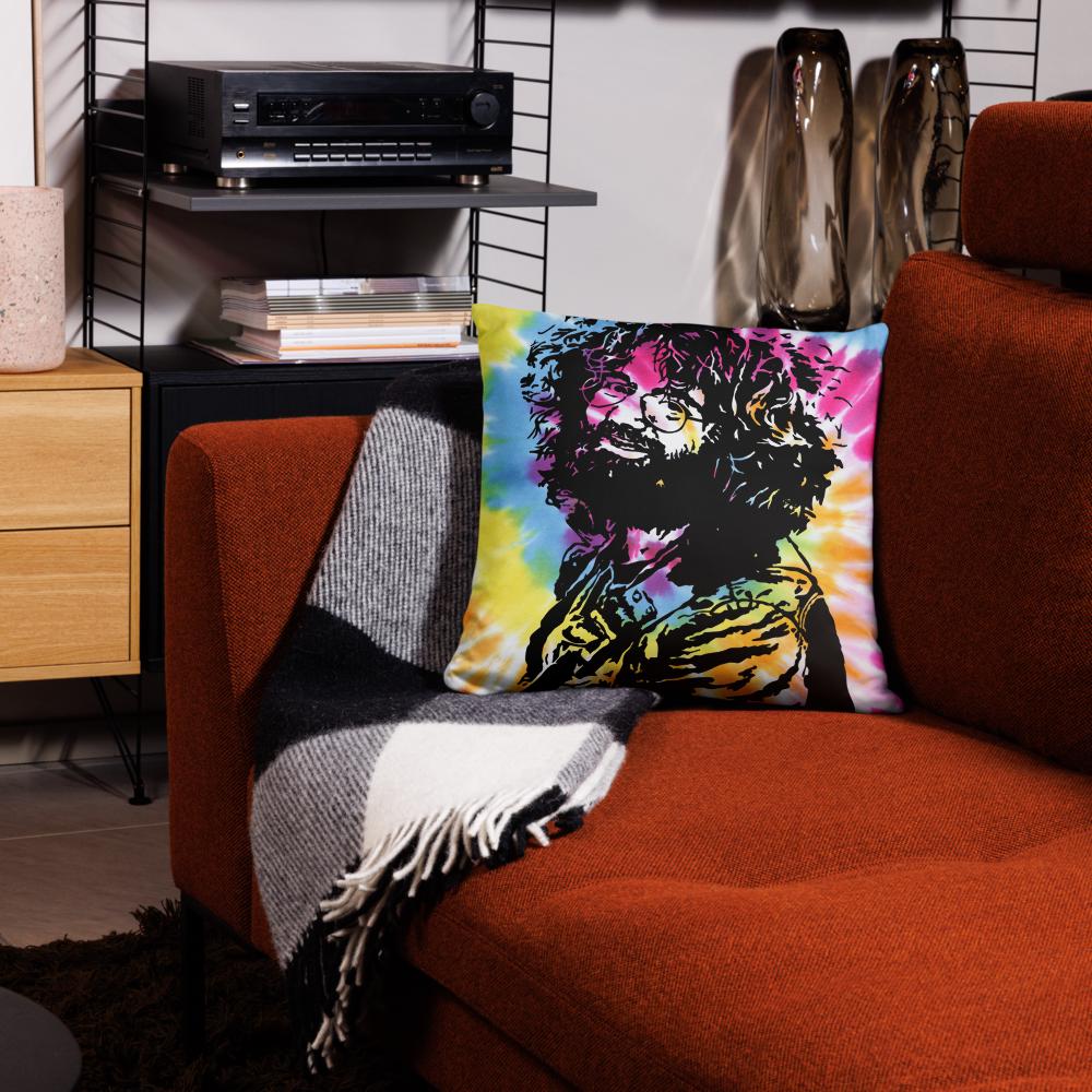 Jerry Garcia Throw Pillow – Psychedelic Home Decor for Deadheads – Boho Hippie Art Cushion – Grateful Vibes Accent Pillow